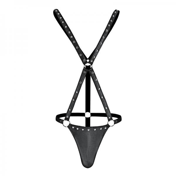 Male Power Fetish Warrior Criss Cross Body Harness Black S/M