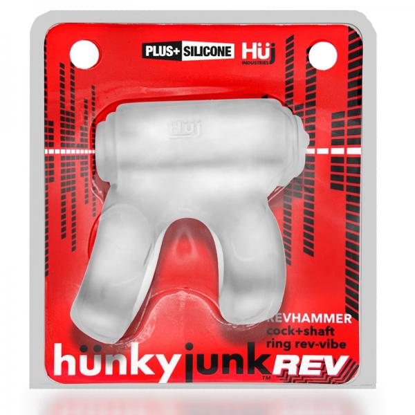 Hunkyjunk Revhammer Cock & Shaft Ring With Bullet Vibrator Clear Ice