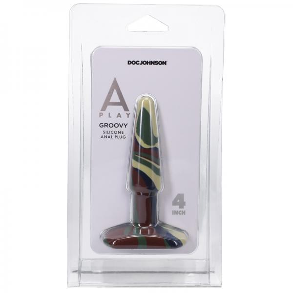 A Play Groovy 4 In. Silicone Anal Plug Camouflage