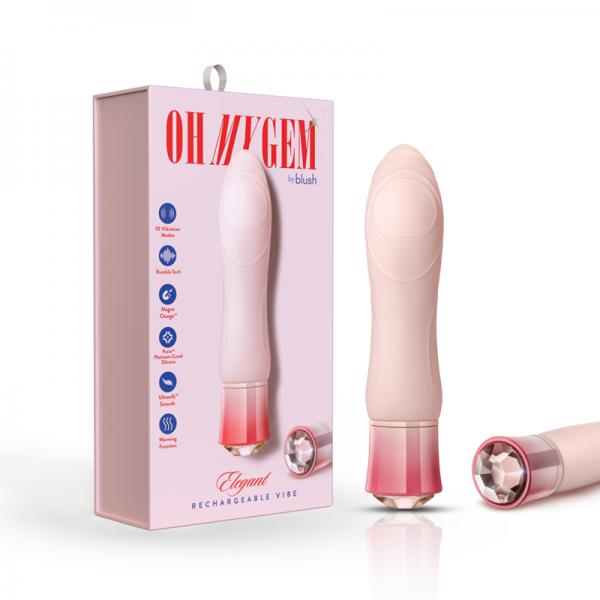 Blush Oh My Gem Elegant Rechargeable Warming Textured Silicone G Spot Vibrator Morganite