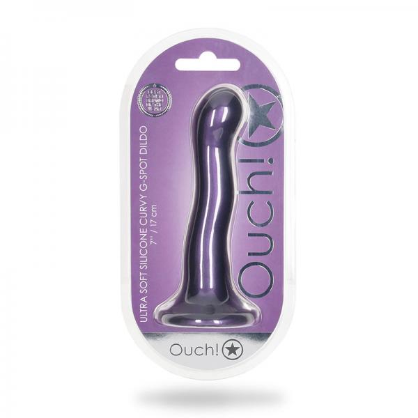 Shots Ouch! Ultra Soft Silicone 7 In. Curvy G Spot Dildo Metallic Purple
