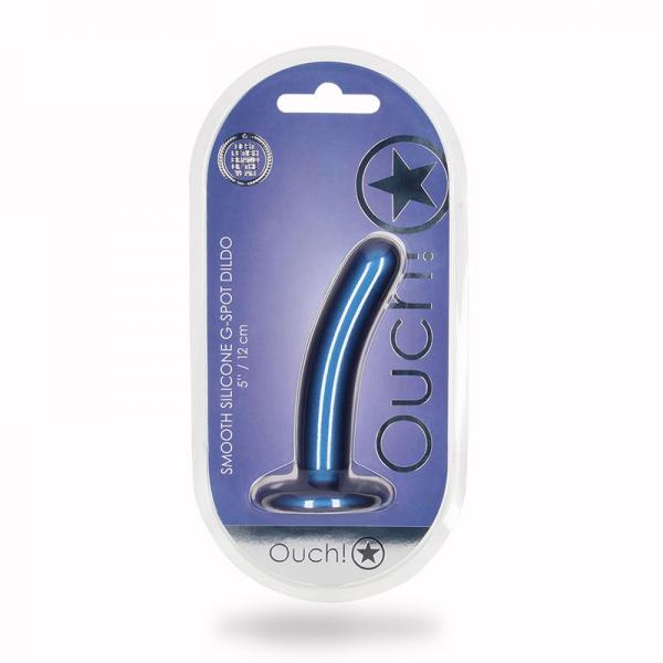 Shots Ouch! Smooth Silicone 5 In. G Spot Dildo Metallic Blue