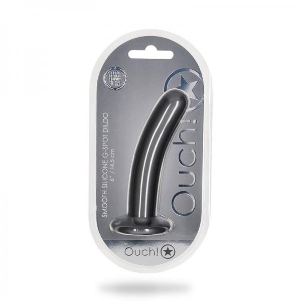 Shots Ouch! Smooth Silicone 6 In. G Spot Dildo Gunmetal
