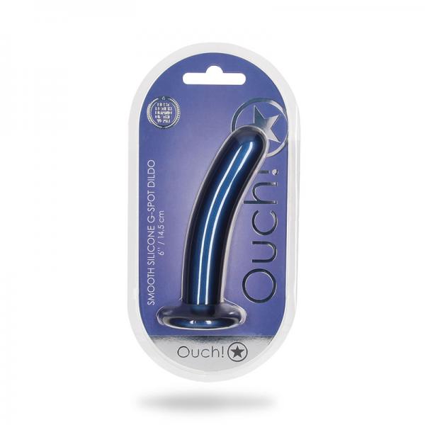 Shots Ouch! Smooth Silicone 6 In. G Spot Dildo Metallic Blue