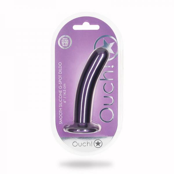 Shots Ouch! Smooth Silicone 6 In. G Spot Dildo Metallic Purple