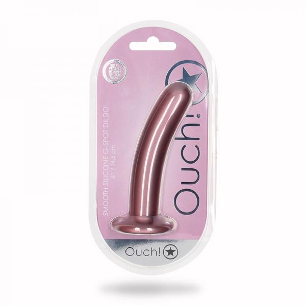 Shots Ouch! Smooth Silicone 6 In. G Spot Dildo Rose Gold