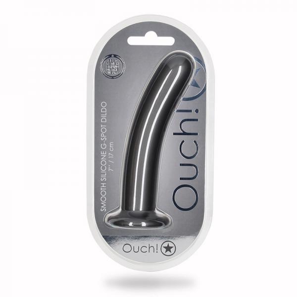 Shots Ouch! Smooth Silicone 7 In. G Spot Dildo Gunmetal