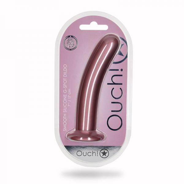 Shots Ouch! Smooth Silicone 7 In. G Spot Dildo Rose Gold
