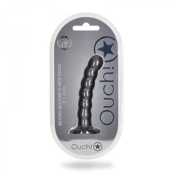 Shots Ouch! Beaded Silicone 5 In. G Spot Dildo Gunmetal