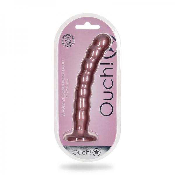 Shots Ouch! Beaded Silicone 8 In. G Spot Dildo Rose Gold