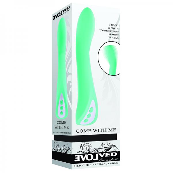 Evolved Come With Me Rechargeable 'Come Hither' Silicone Vibrator Green