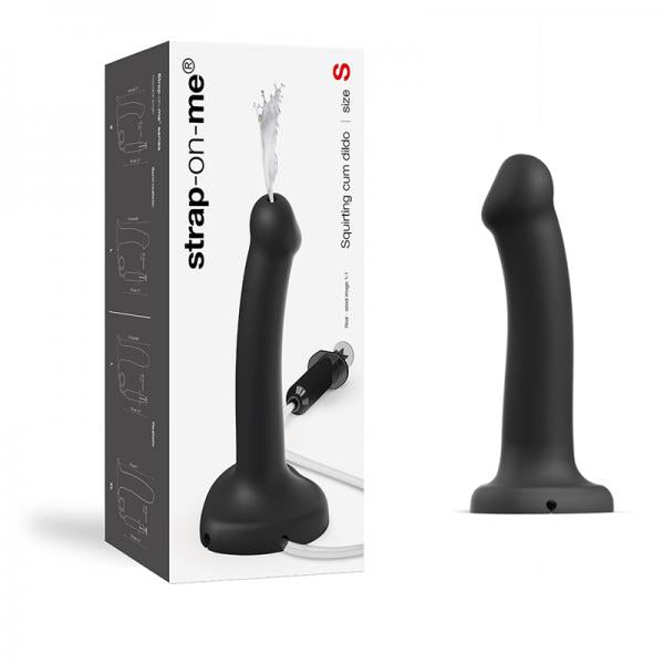Strap On Me Squirting Cum Semi Realistic Silicone Dildo Black S (Fluid Not Included)