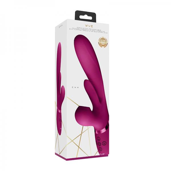 Vive Ena Rechargeable Thrusting Silicone G Spot Vibrator With Flapping Tongue And Air Wave Stimulato