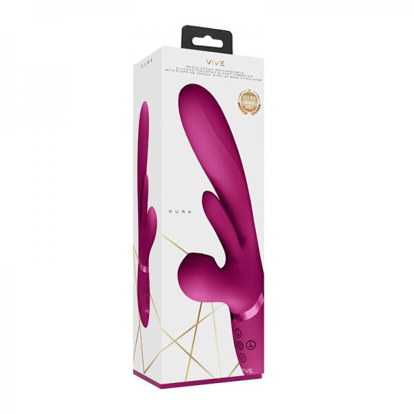 Vive Kura Rechargeable Thrusting Silicone G Spot Vibrator With Flapping Tongue And Pulse Wave Stimul