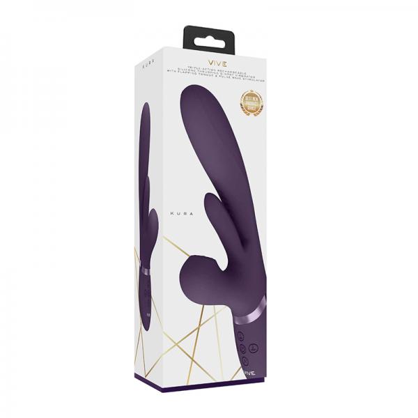 Vive Kura Rechargeable Thrusting Silicone G Spot Vibrator With Flapping Tongue And Pulse Wave Stimul