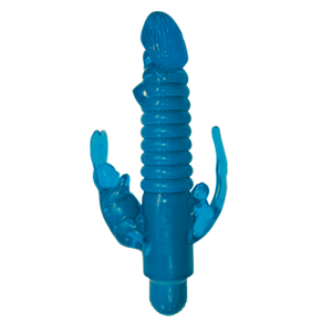Ribbed Bunny Vibrator With Anal Tickler (Blue)