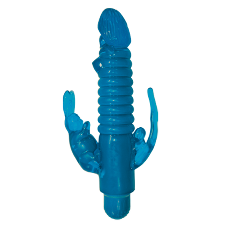 Ribbed Bunny Vibrator With Anal Tickler (Blue)