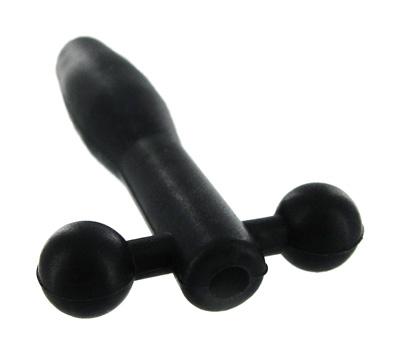 Silicone Cum Thru Barbell Penis Plug Black