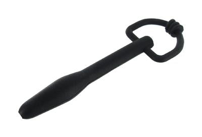 Silicone Cum Thru D Ring Penis Plug Black