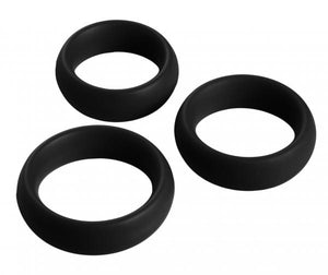 3 Piece Silicone C Ring Set Black