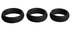 3 Piece Silicone C Ring Set Black