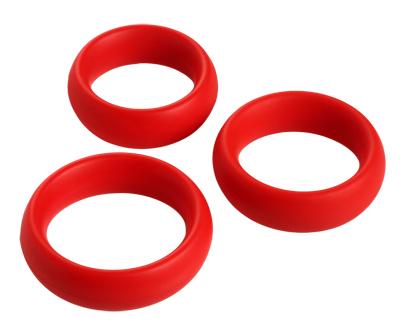 3 Piece Silicone C Ring Set Red