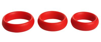 3 Piece Silicone C Ring Set Red