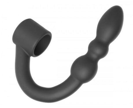 Silicone Shaft Ring With Flexible Beaded Anal Arm