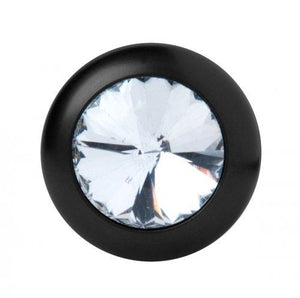 Spade Petite Jeweled Anal Plug Aluminum Black