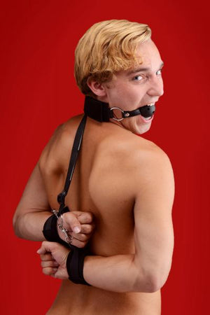 Tease Me And Tame Me Ball Gag And Wrist Restraint System