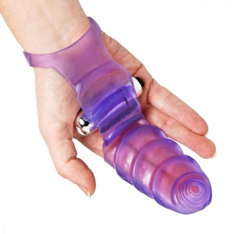 Double Finger Banger Vibrating G Spot Glove Purple