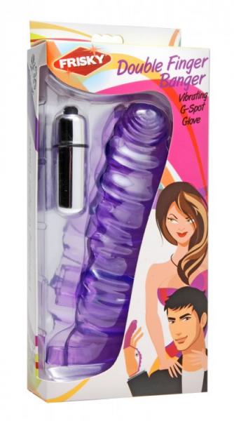 Double Finger Banger Vibrating G Spot Glove Purple