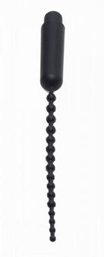 Dark Rod Vibrating Beaded Silicone Sound Black