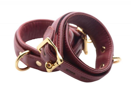 Strict Leather Burgundy Locking Ankle Cuffs