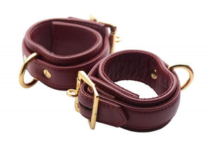 Strict Leather Burgundy Locking Wrist Cuffs