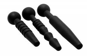 Dark Rods 3 Piece Silicone Penis Plug Set Black