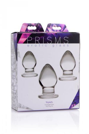 Triplets 3 Piece Glass Anal Plug Kit