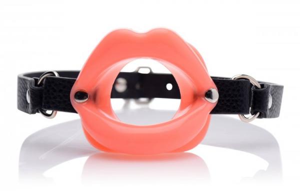 Sissy Mouth Gag Pink Silicone Lips Black Strap