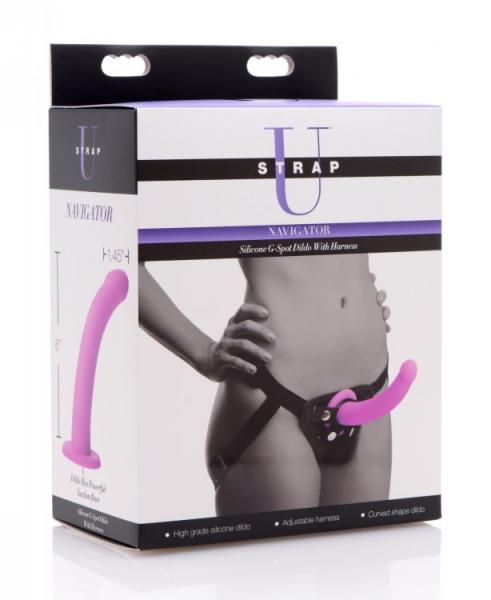 Strap U Navigator Silicone G Spot Dildo With Harness