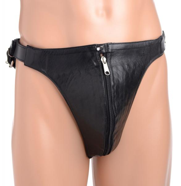 Spiked Leather Confinement Jock Strap Black