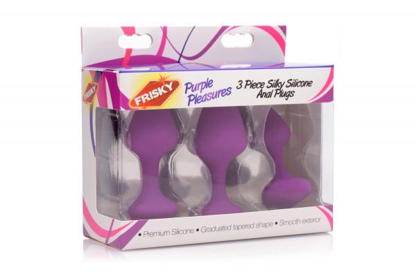 Purple Pleasures 3 Piece Silicone Anal Plugs