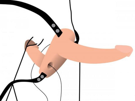 Power Pegger Silicone Vibrating Double Dildo With Harness