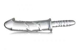 Battle Rammer Phallic Glass Thruster Dildo Clear