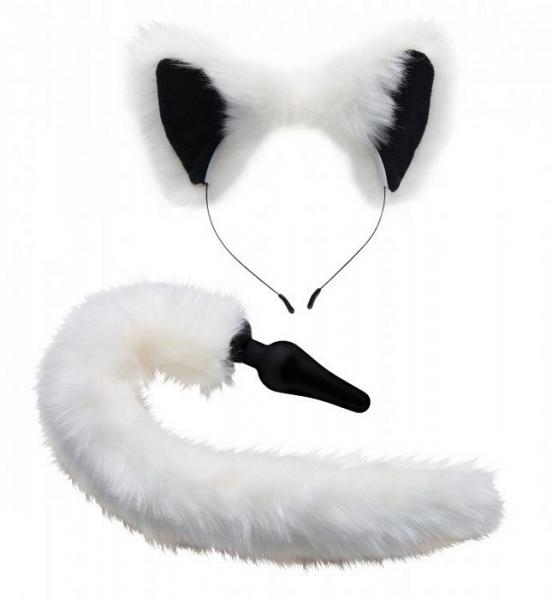 Tailz White Fox Tail Anal Plug And Ears Set