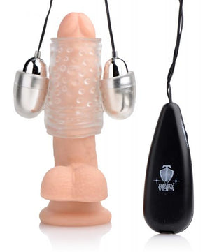 Dual Vibrating Penis Sheath Clear Stroker