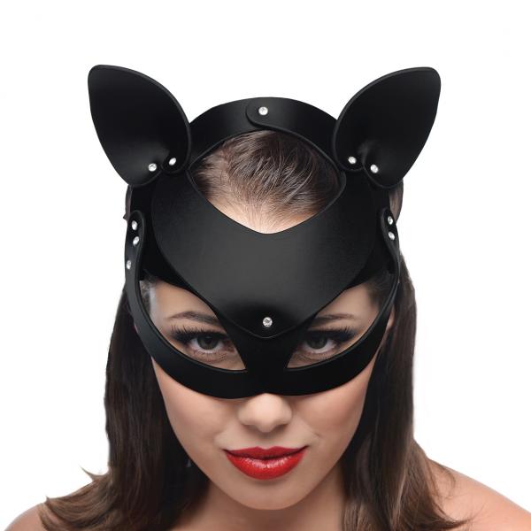 Bad Kitten Leather Cat Mask Black O/S