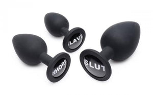 Dirty Words Anal Plug Set 3 Piece Black Plugs