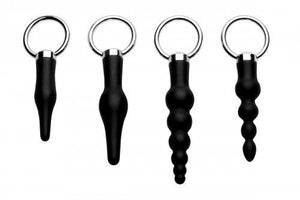 4 Piece Silicone Anal Ringed Rimmers Set Black