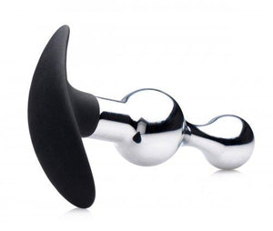 Dark Drop Metal And Silicone Beaded Anal Plug Silver