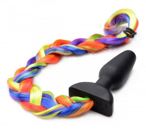 Rainbow Vibrating Pony Tail Anal Plug